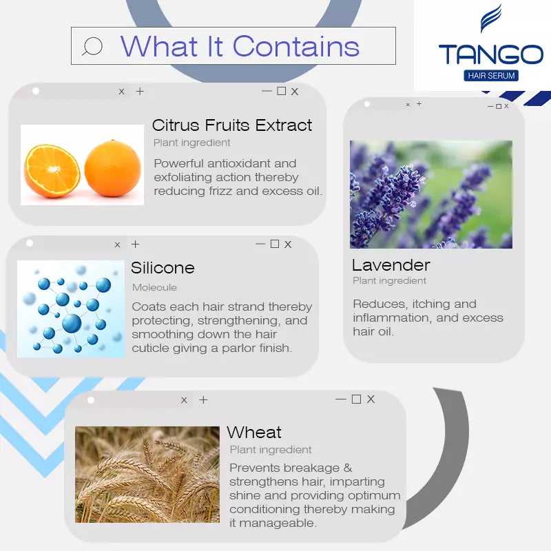 ingredients of tango hair serum