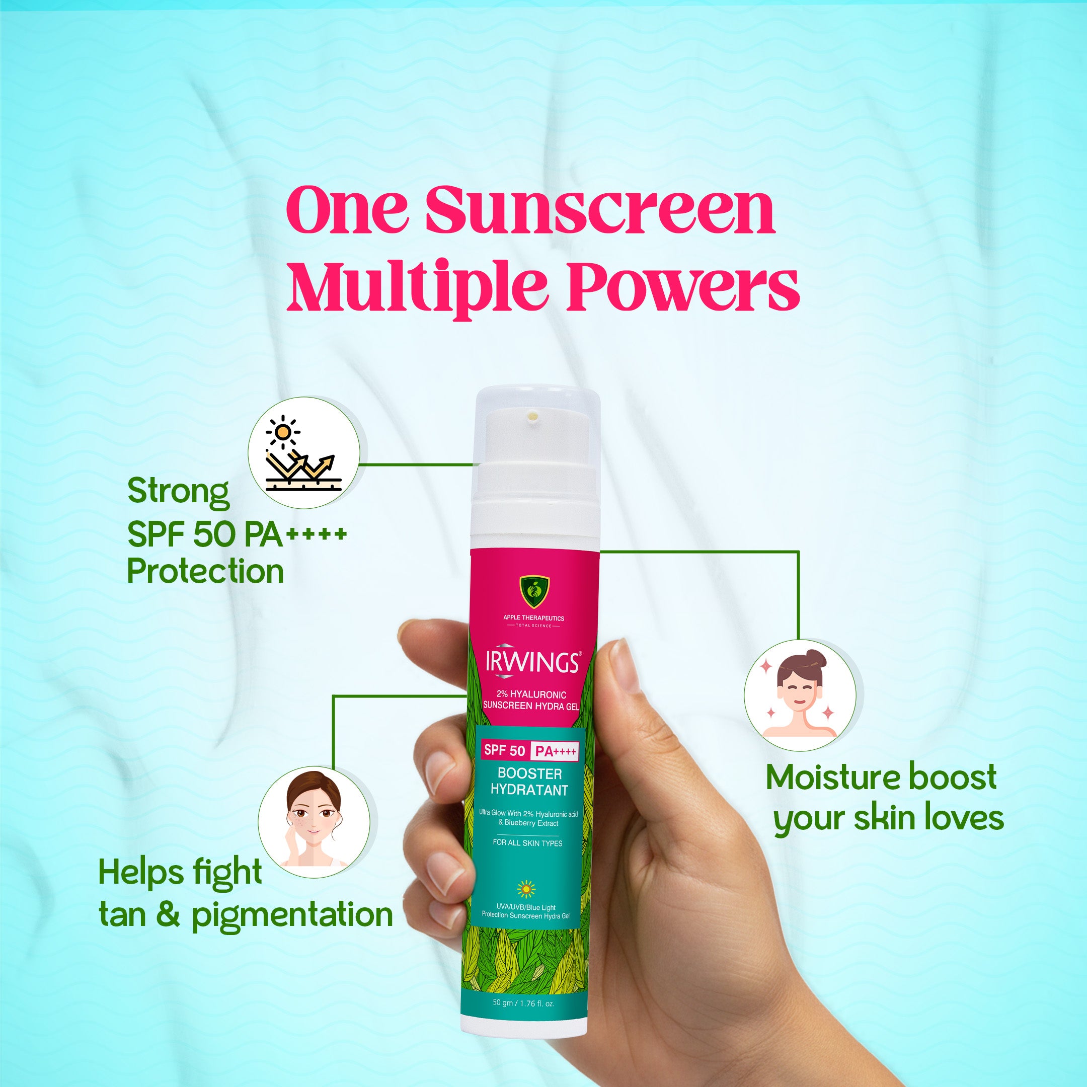 Irwings 2% Hyaluronic Acid Sunscreen Hydra Gel SPF 50 PA++++ - Klaycart