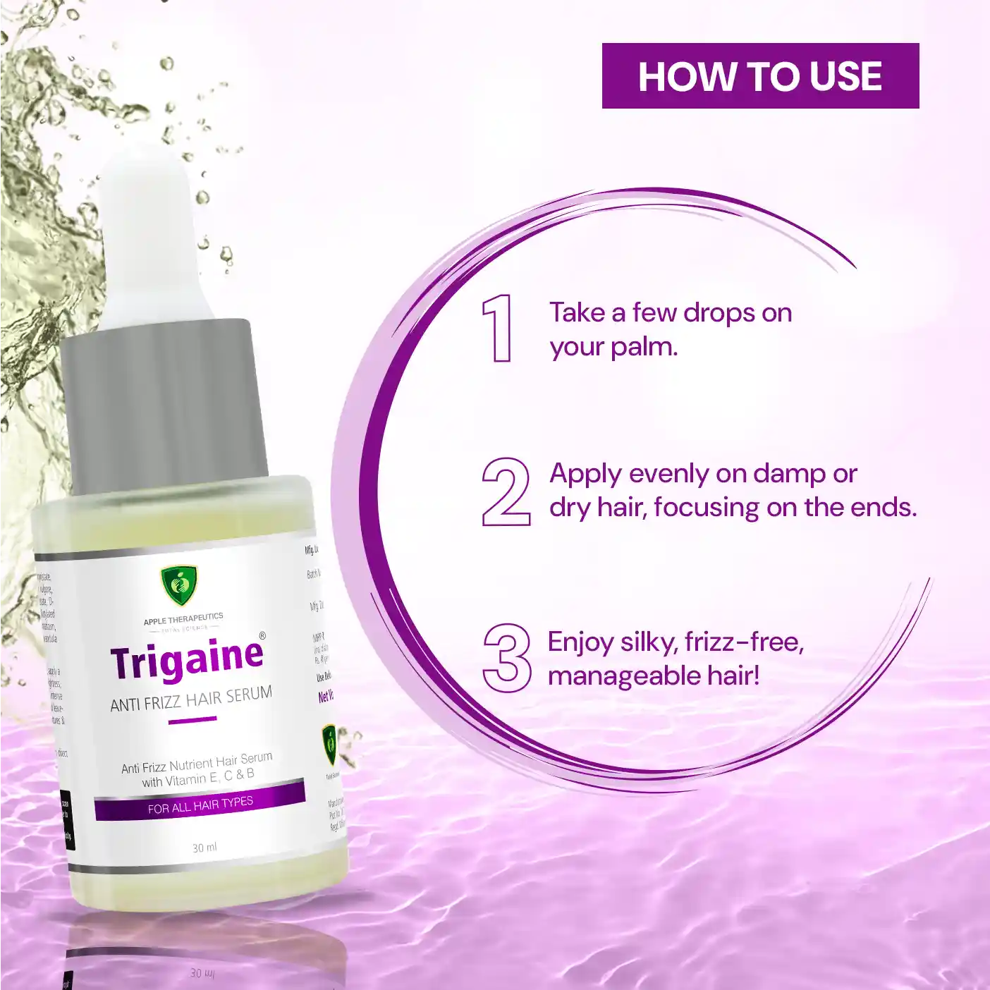 how to use trigaine anti frizz hair serum